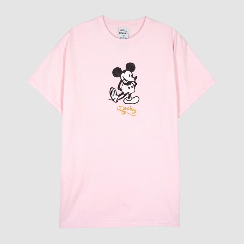 Wild Donkey Light Pink Mickey Graphic Short Sleeve T-Shirt
