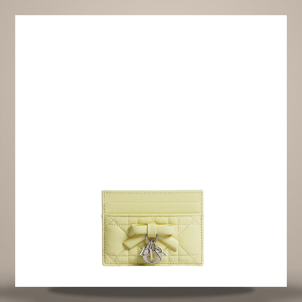 DIOR Lady Dior Mimosa Cannage Lambskin Freesia Card Holder S2604PUQA M51Y