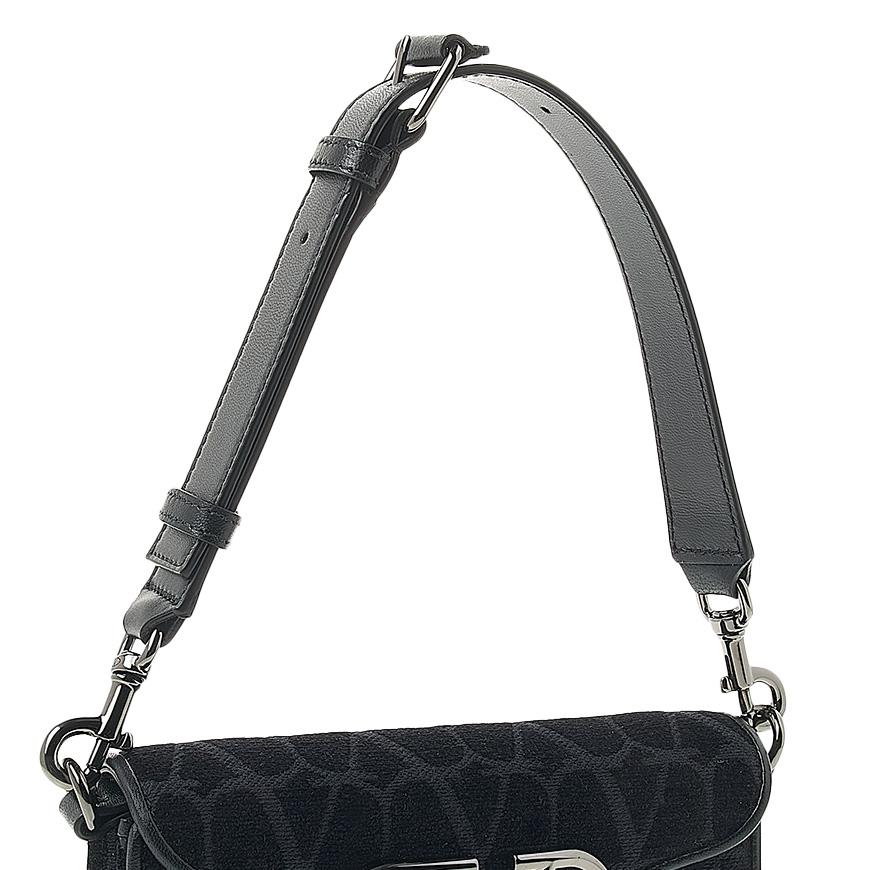 VALENTINO Garavani Toile Iconography Shoulder Bag Black Unisex Crossbody