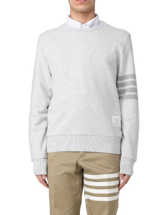 THOM BROWNE Tonal Diagonal Stripe Terry Sweatshirt Men Grey