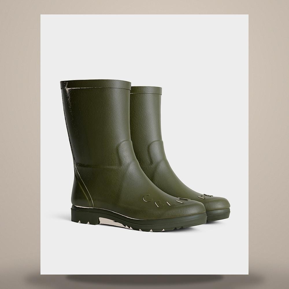 CELINE High Rain Boots Natural Rubber Black Chelsea Boots