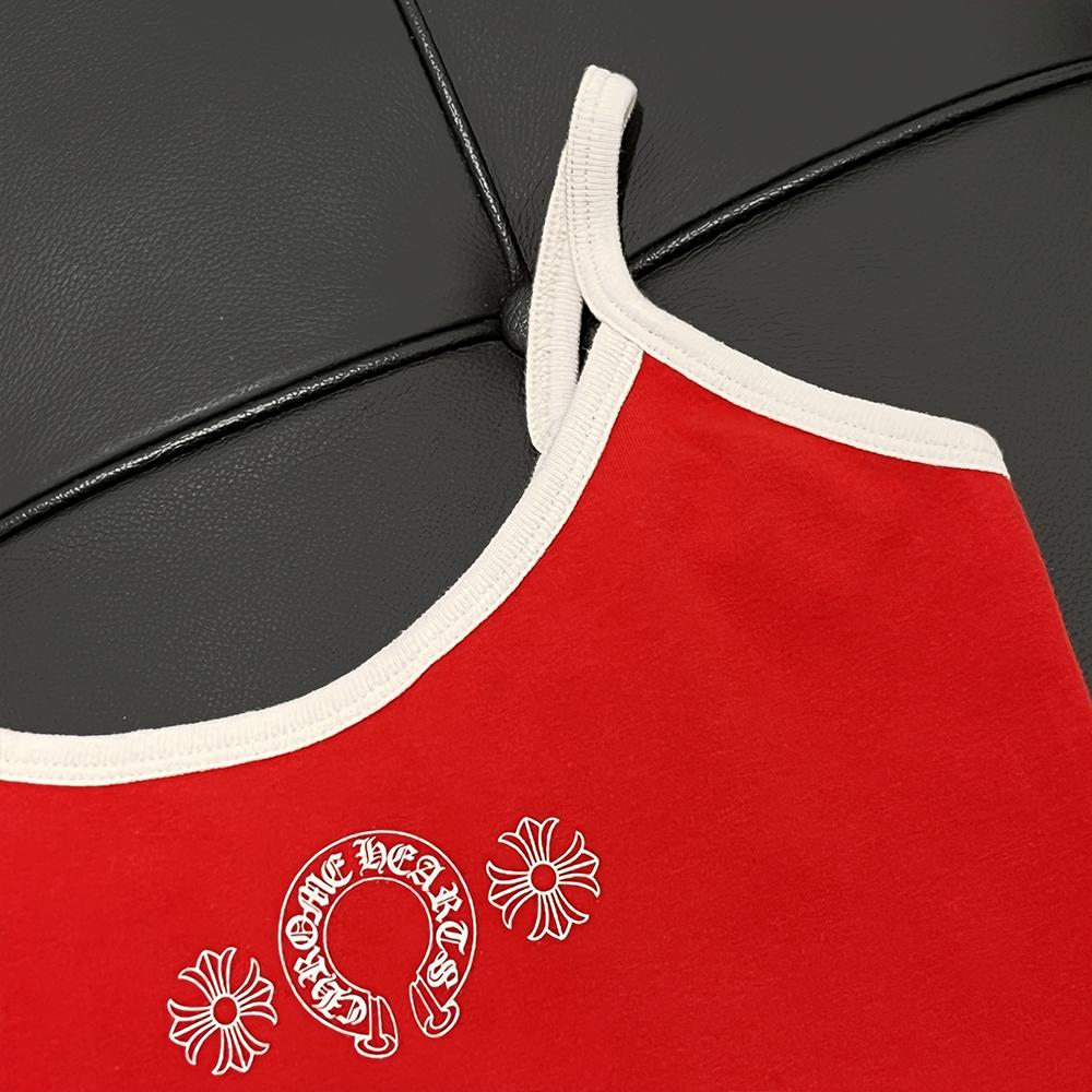 Chrome Hearts Horseshoe Logo Red Tank Top Sleeveless Shirt