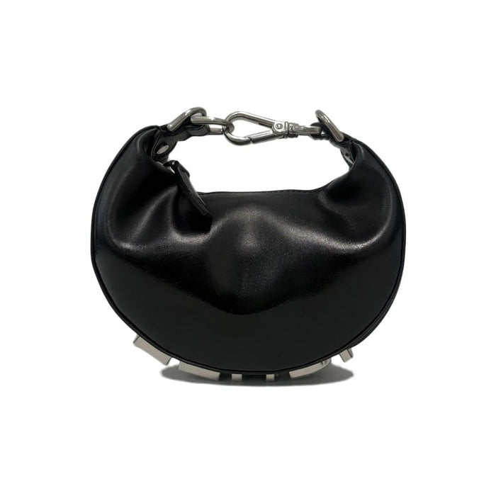 FENDI Black Leather Fendigraphy Nano Hobo Shoulder Bag