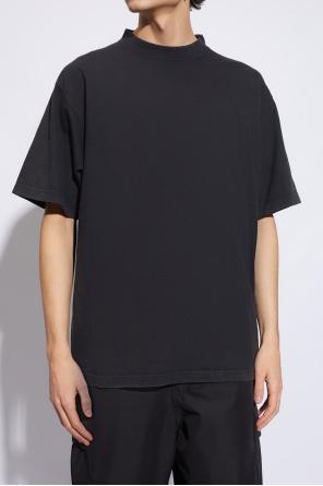 BALENCIAGA Washed Black Back Logo Short Sleeve T-Shirt 764235 TPVU4 1569