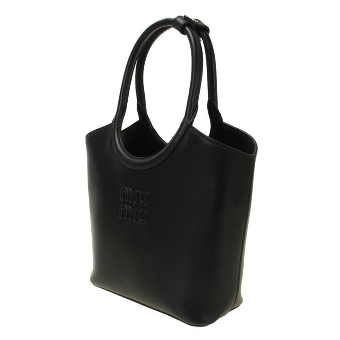 Miu Miu Ivy Leather Handbag Tote Black