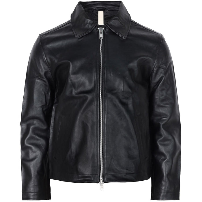 SUNFLOWER Black Lambskin Classic Fit Short Jacket