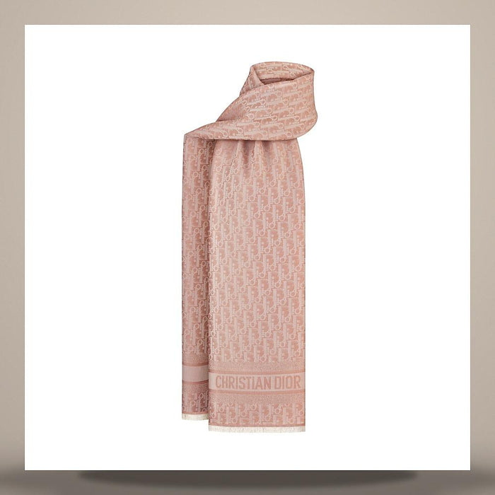 DIOR Oblique Rose des Vents Cotton Wool Silk Scarf