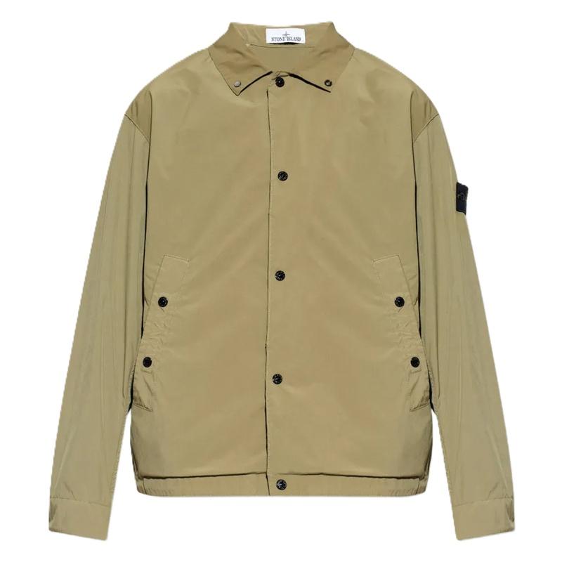 STONE ISLAND Logo Patch Men's Coach Jacket Green