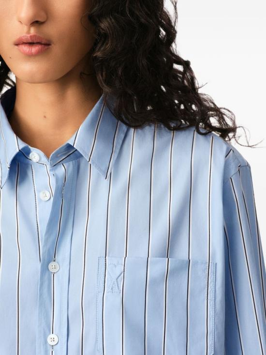 AMI Cashmere Blue Ivory Cotton Shirt