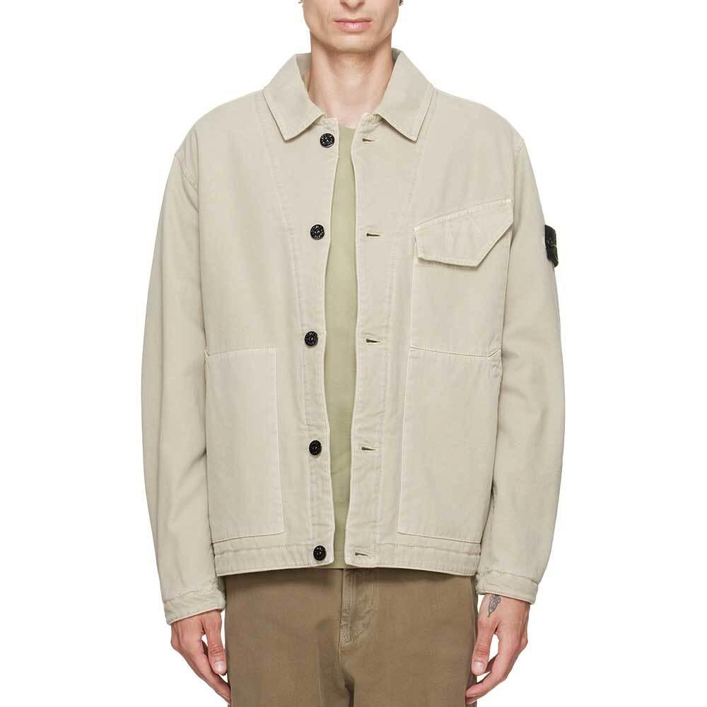 STONE ISLAND Logo Patch Chest Pocket Overshirt Jacket Navy Cotton