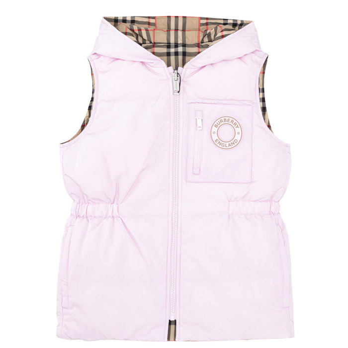 BURBERRY Reversible Hooded Logo Down Puffer Vest Women