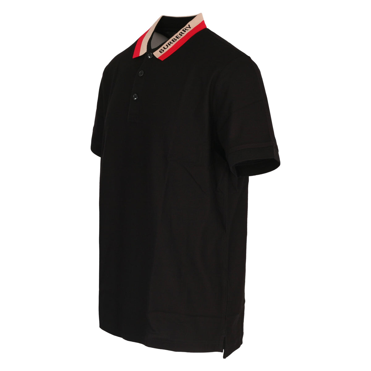 BURBERRY Black Cotton Short Sleeve Polo Shirt