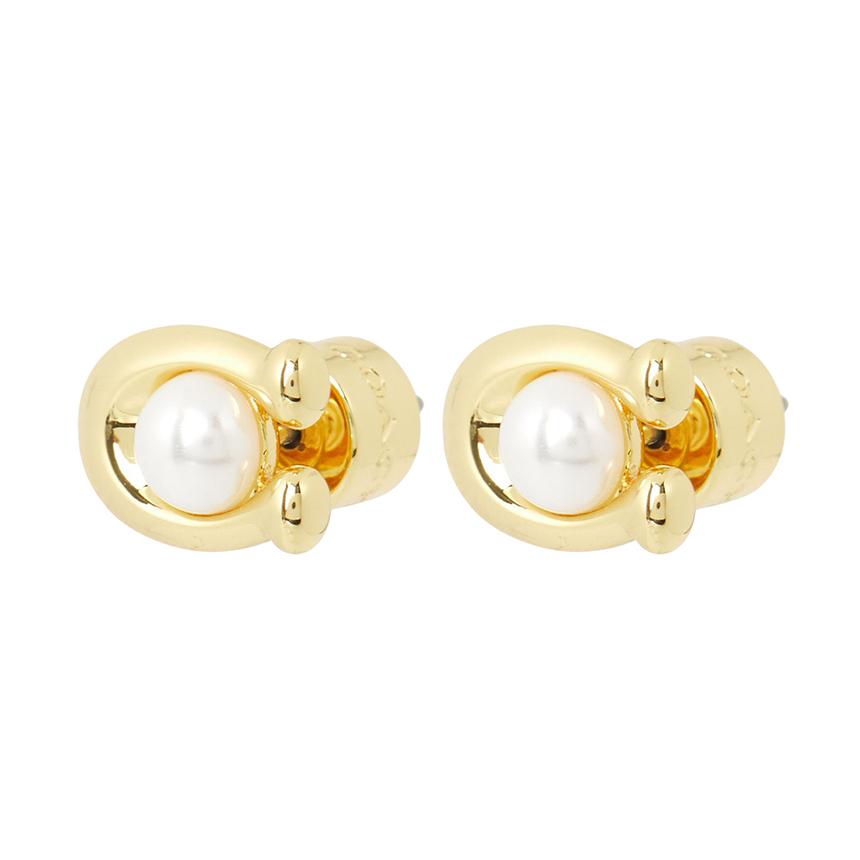 Coach Signature Pearl Women's Necklace & Earrings Set 473741 GLD 107