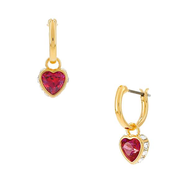 Swarovski Red Heart Hoop Drop Earrings for Women 5684760 Chroma