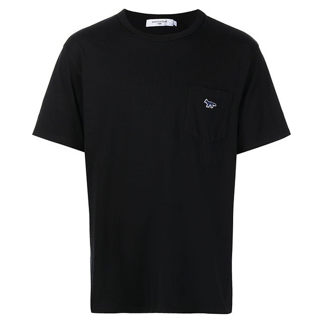 Maison Kitsune Navy Fox Head Patch Pocket Short Sleeve T-Shirt HM00136KJ0008