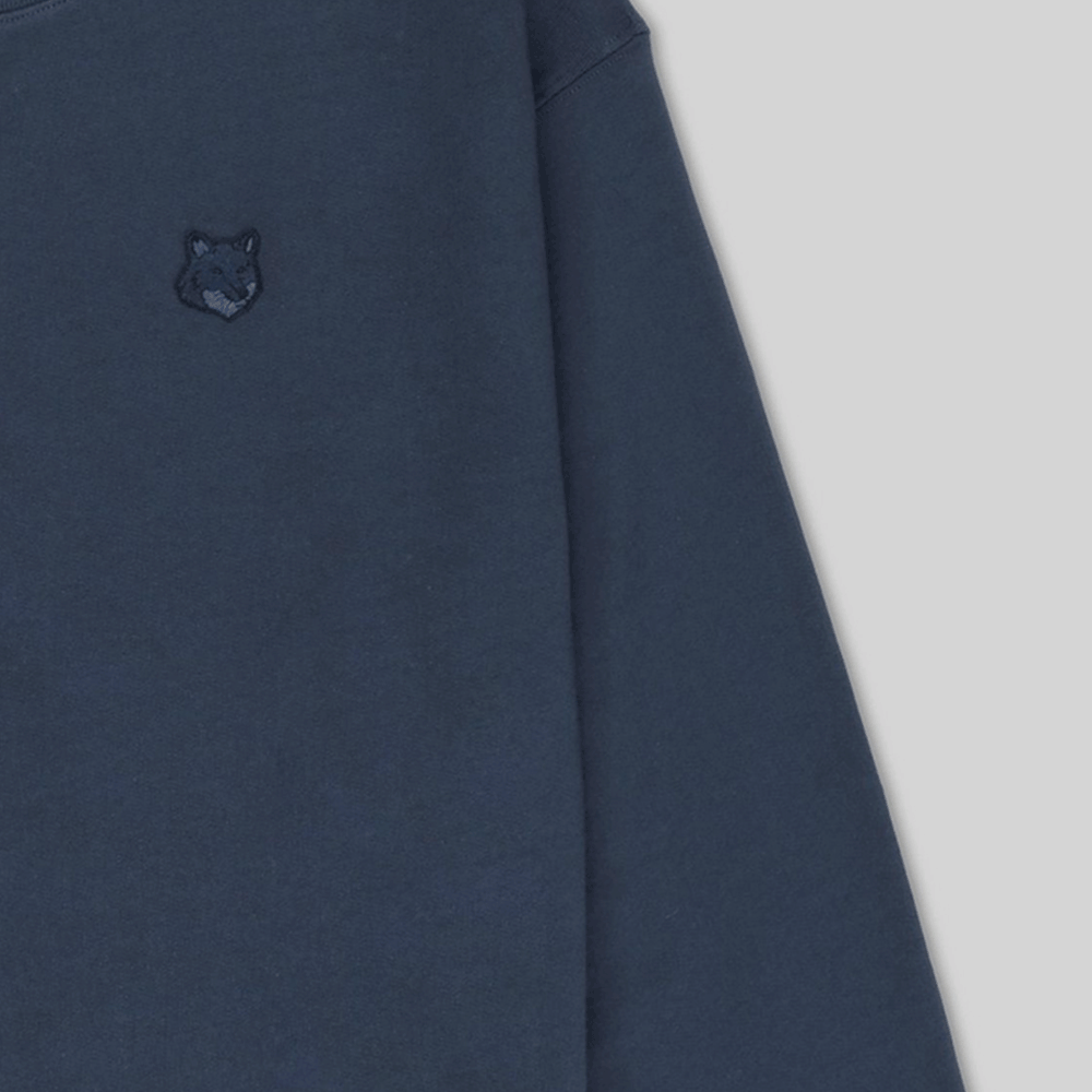 Maison Kitsune Bolt Fox Logo Crewneck Sweatshirt Men Navy Co MM00316 KM0321 P476