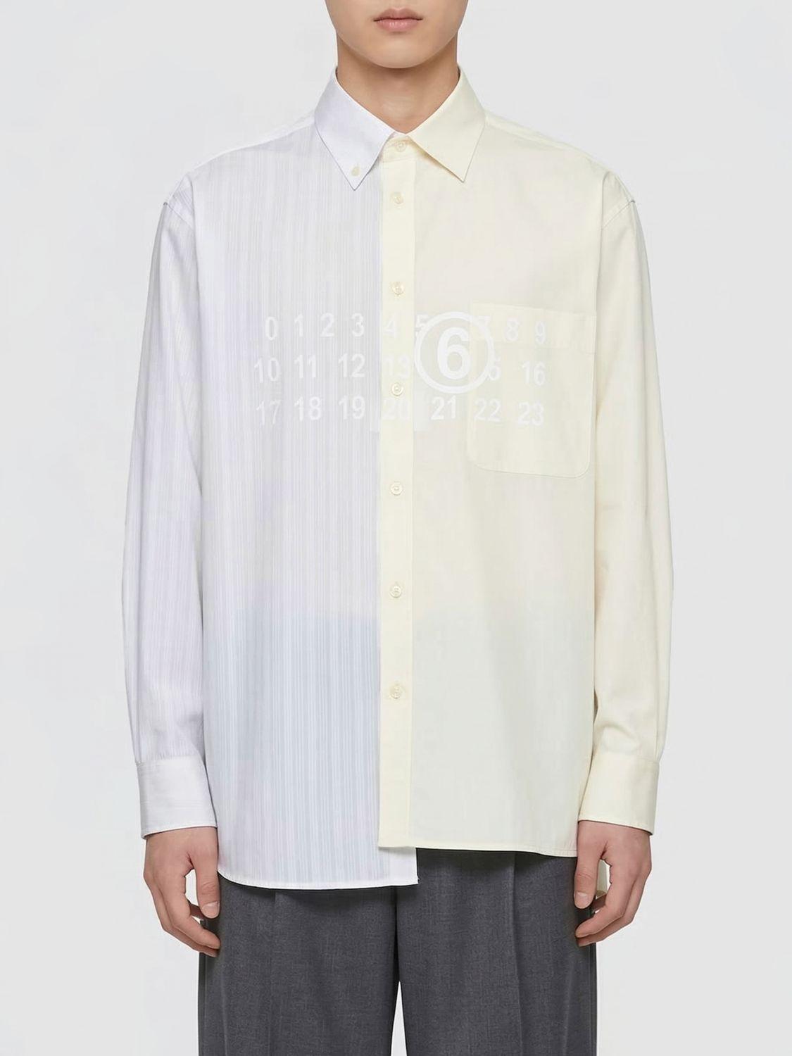 Maison Margiela Long Sleeve Button-Up Shirt Beige Cotton Men’s