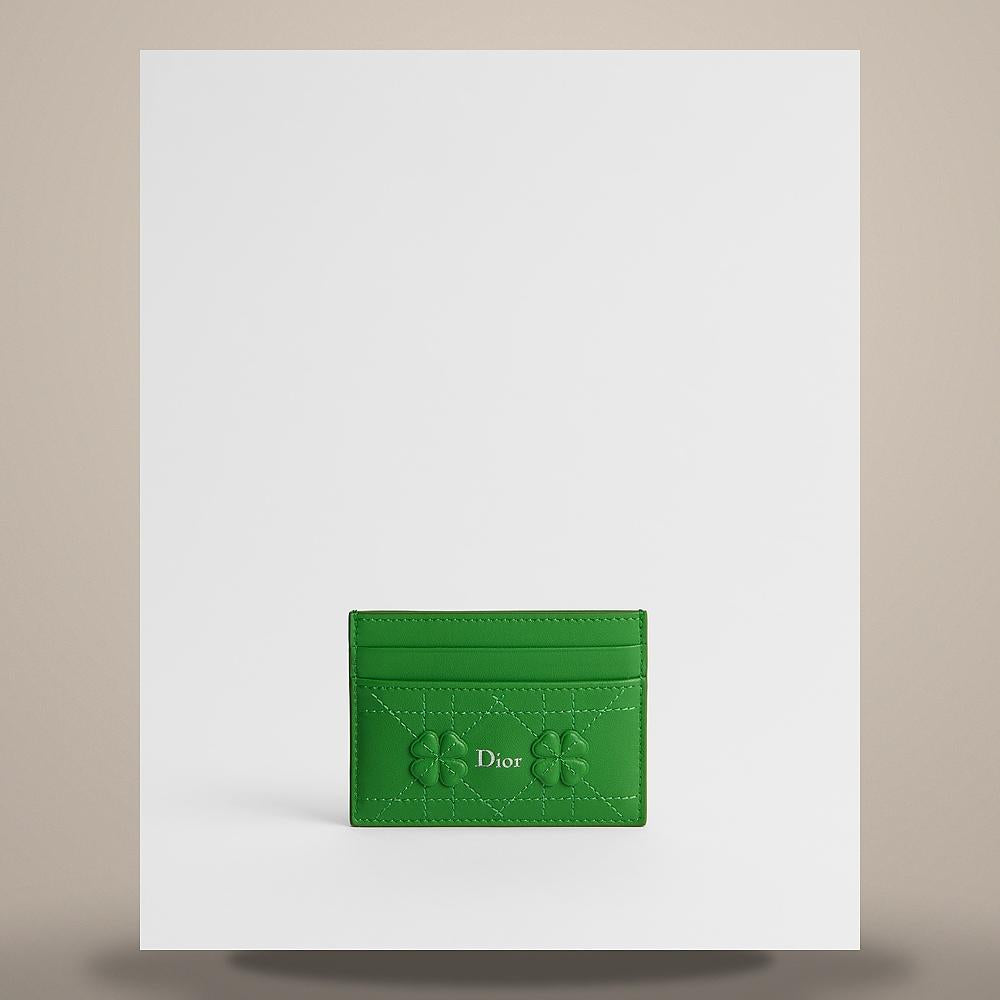 DIOR Jardin Freesia Clover Embroidery Cannage Lambskin Card Holder
