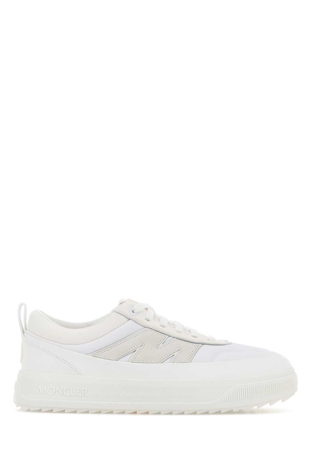 Moncler White Leather Low-Top Sneakers for Men