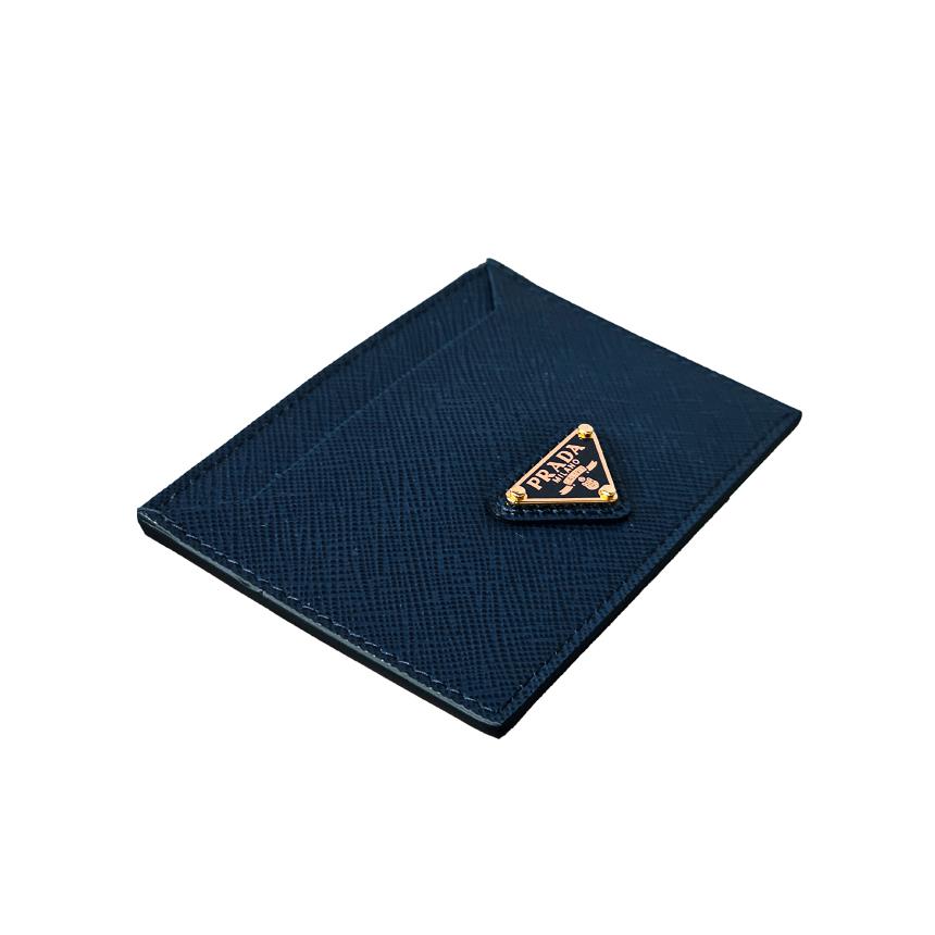 PRADA Saffiano Leather Card Holder Bluette Women’s Wallet 1MC208