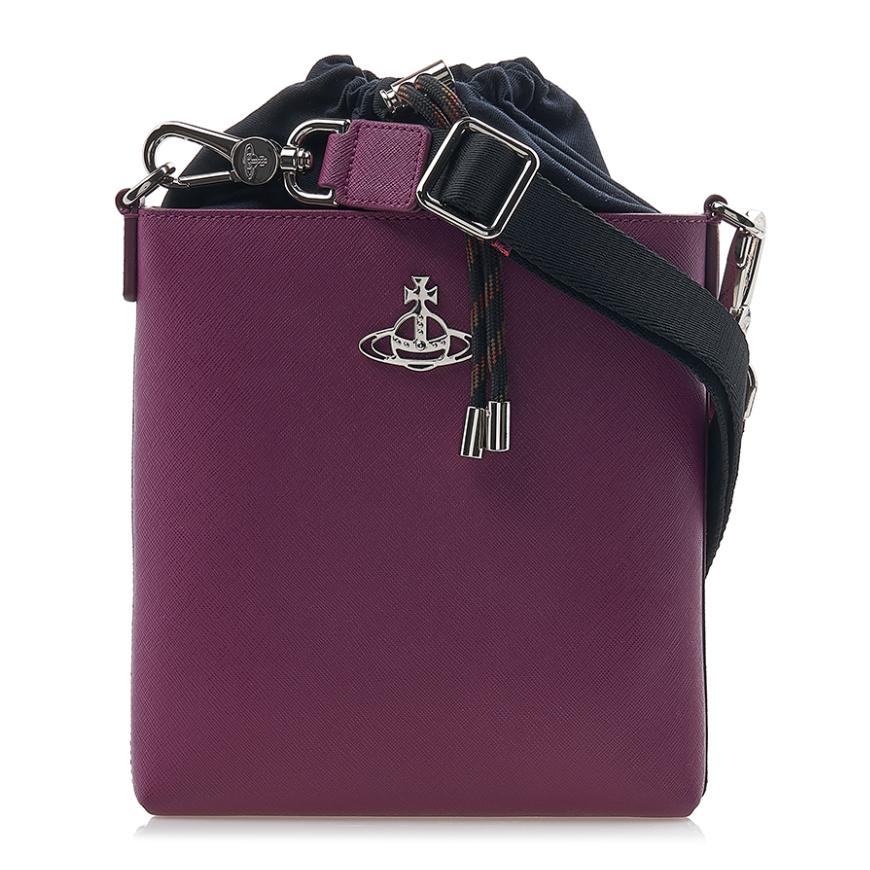 Vivienne Westwood Saffiano Drawstring Crossbody Bag Women Black