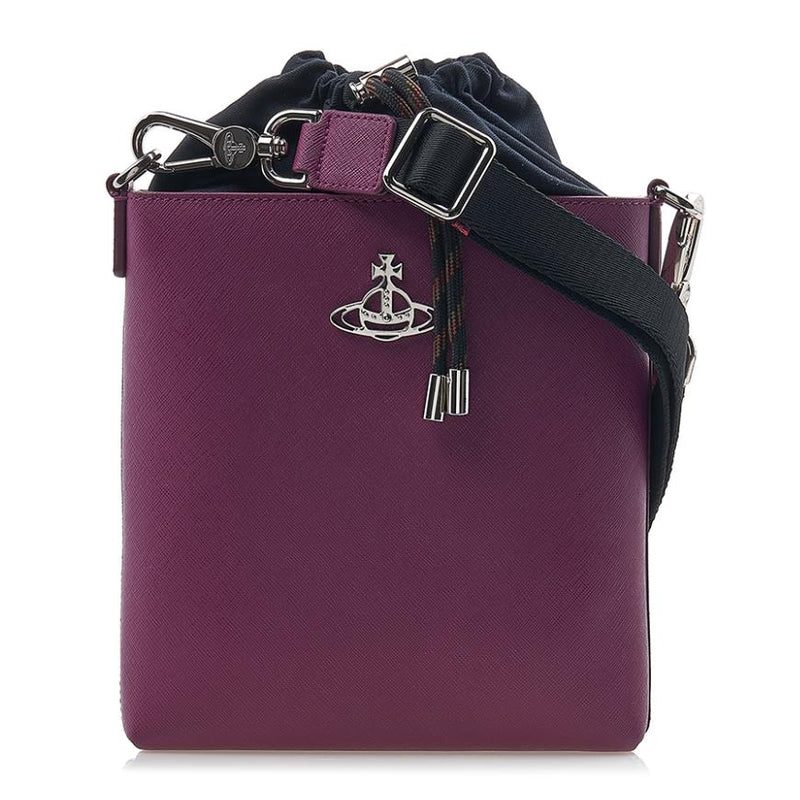 Vivienne Westwood Saffiano Drawstring Crossbody Bag Women Black