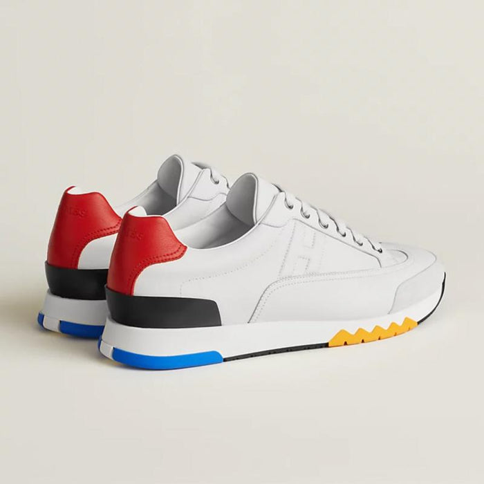 HERMES Trail Sneakers Calfskin Multicolor White Red Low Top Men