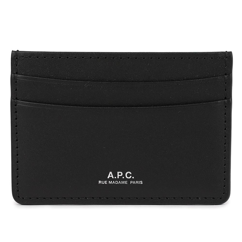 A.P.C. Andre Logo Leather Card Holder Black PXAWV H63028 LZZ
