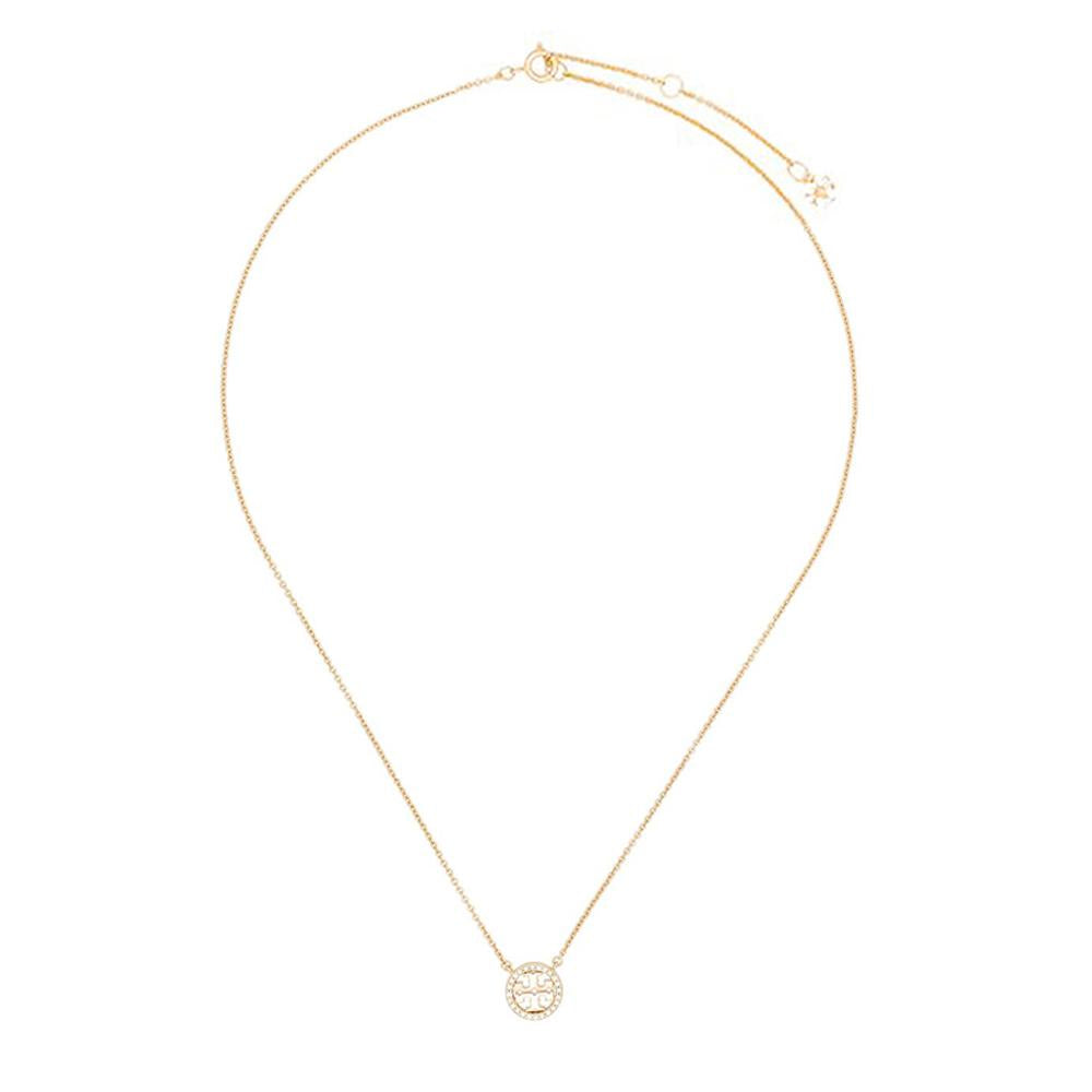 Tory Burch Crystal Logo Delicate Necklace Gold