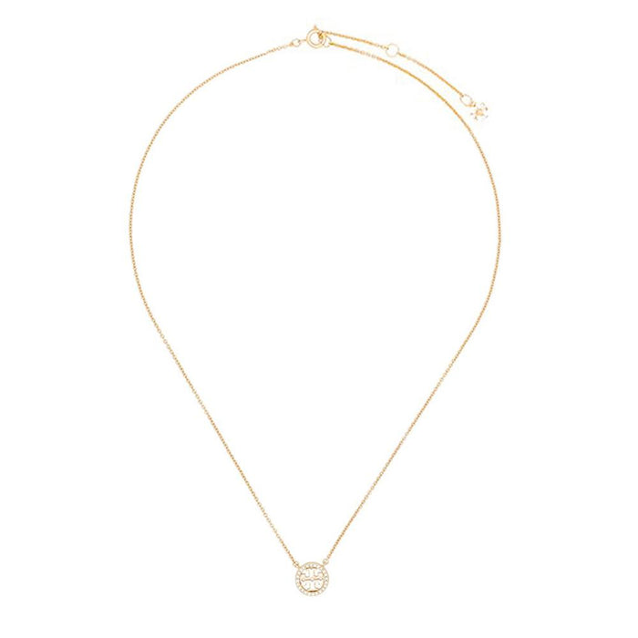 Tory Burch Crystal Logo Delicate Necklace Gold