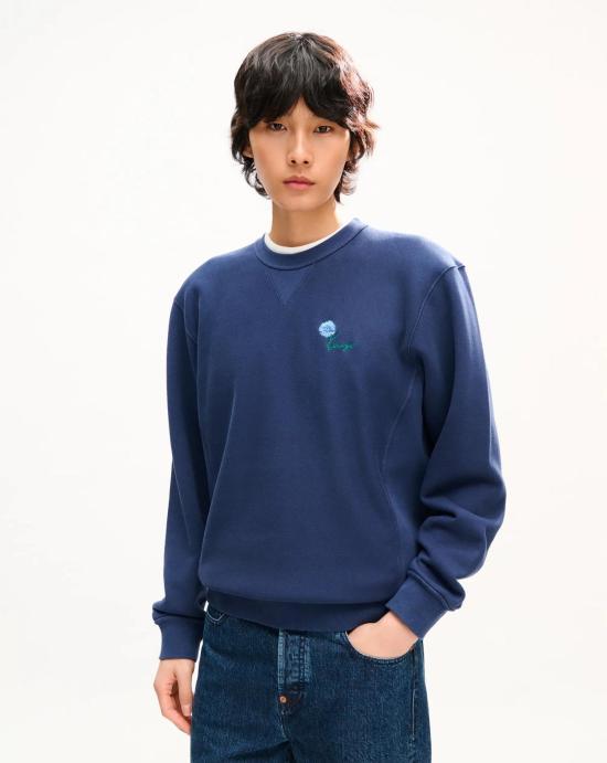 KENZO Long Sleeve Sweatshirt for Men FG6 5SW275 4MJ 79 BLUE BLACK DOM