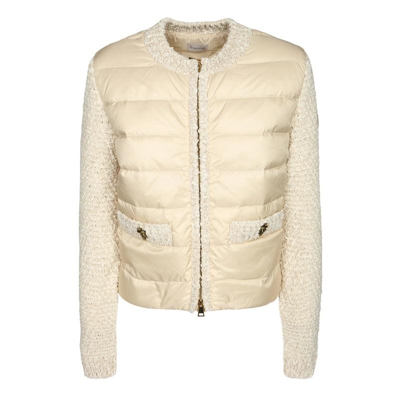 Moncler Women’s Padded Zip-Up Knit Cardigan Jacket Gray