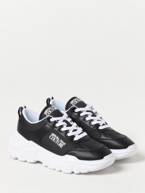 Versace White Leather Low-Top Sneakers 78YA3SC1ZSC52899 BLACK DOM