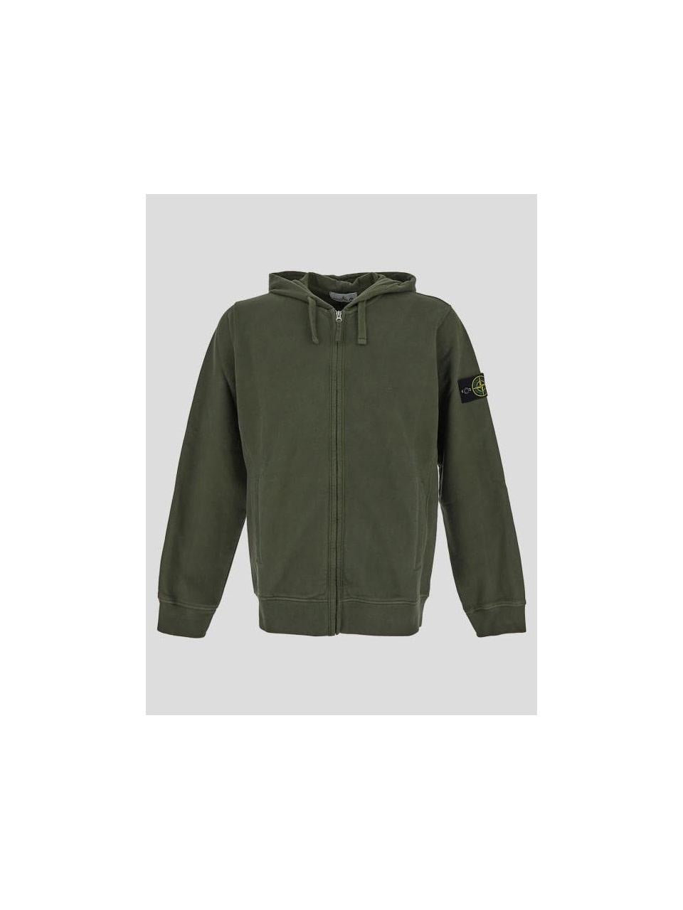 STONE ISLAND Brushed Cotton Fleece Full Zip Hoodie Navy Men’s