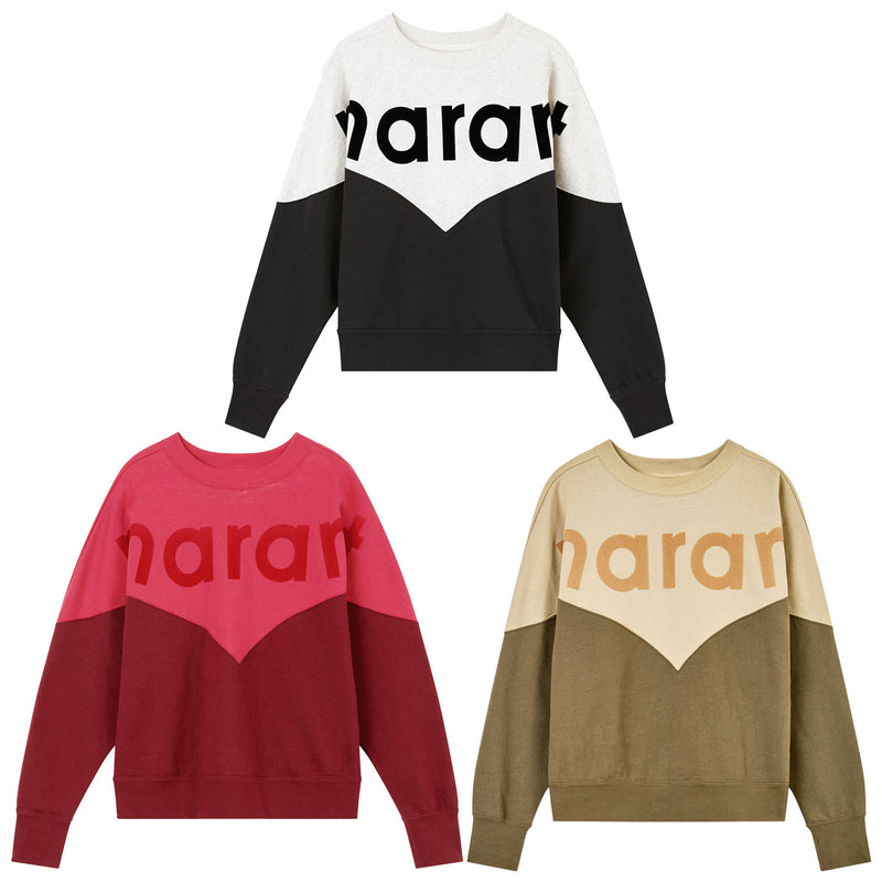 Isabel Marant Women's Two-Tone Logo Sweatshirt Black/Burgundy/Khaki SW0255