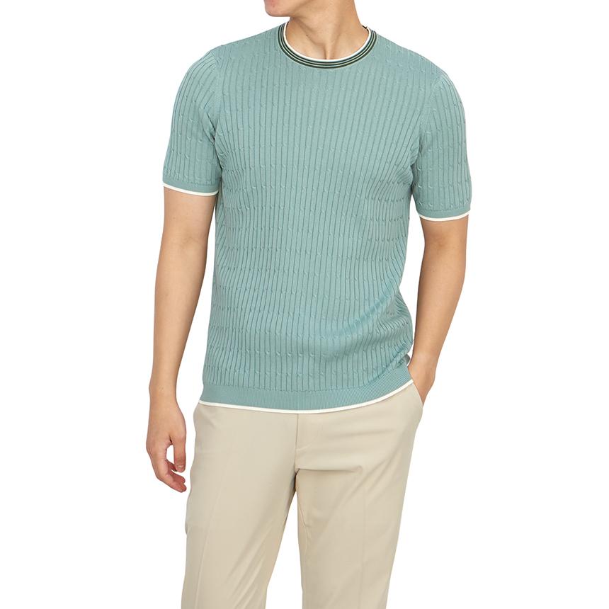 Drumohr Men’s Short Sleeve Knit Crewneck Sweater Black