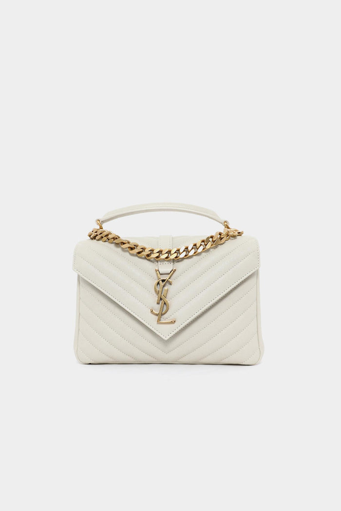 Saint Laurent Monogram College Medium Leather Shoulder Bag Women Gray