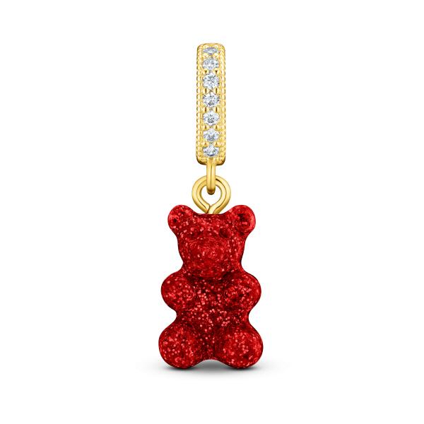 CRYSTAL HAZE Red Velvet Pave Nostalgia Bear Connector Charm Jewelry