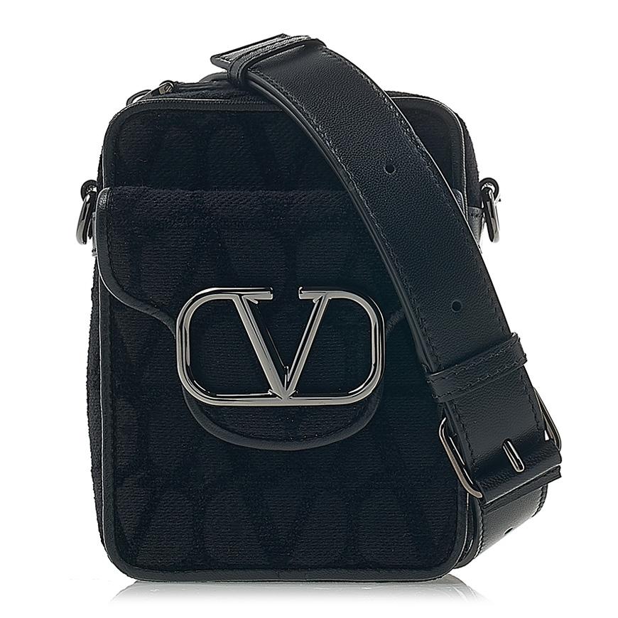 VALENTINO Iconography V Logo Crossbody Bag Black Unisex