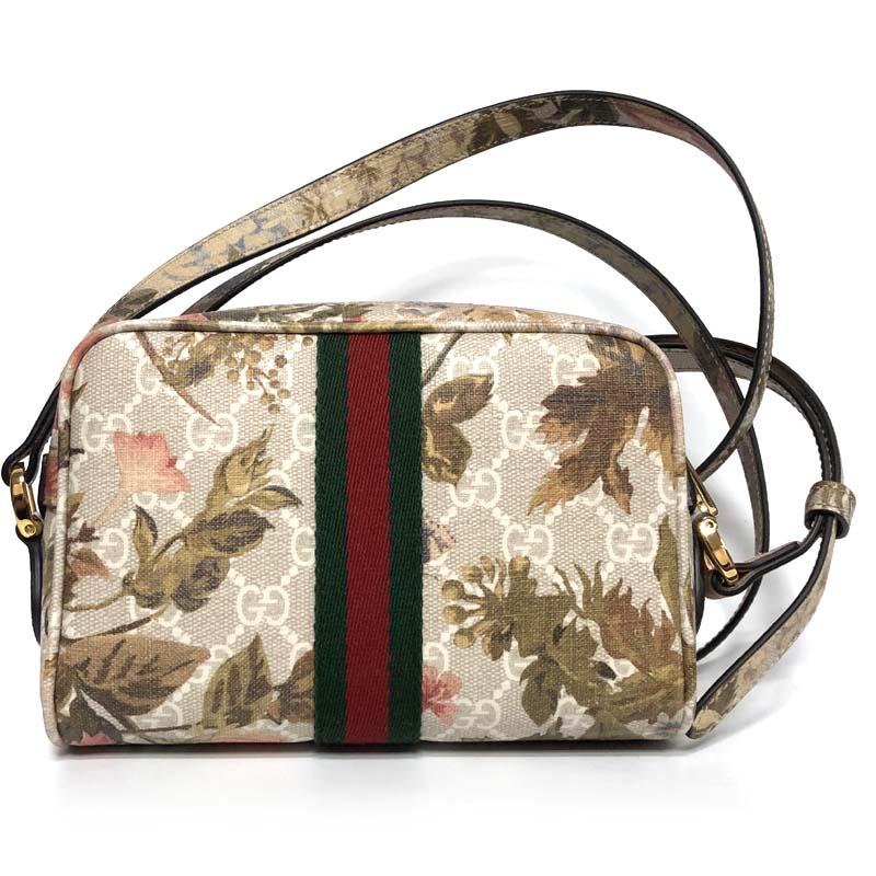 GUCCI Ophidia GG Mini Shoulder Bag Beige Brown Canvas Leather