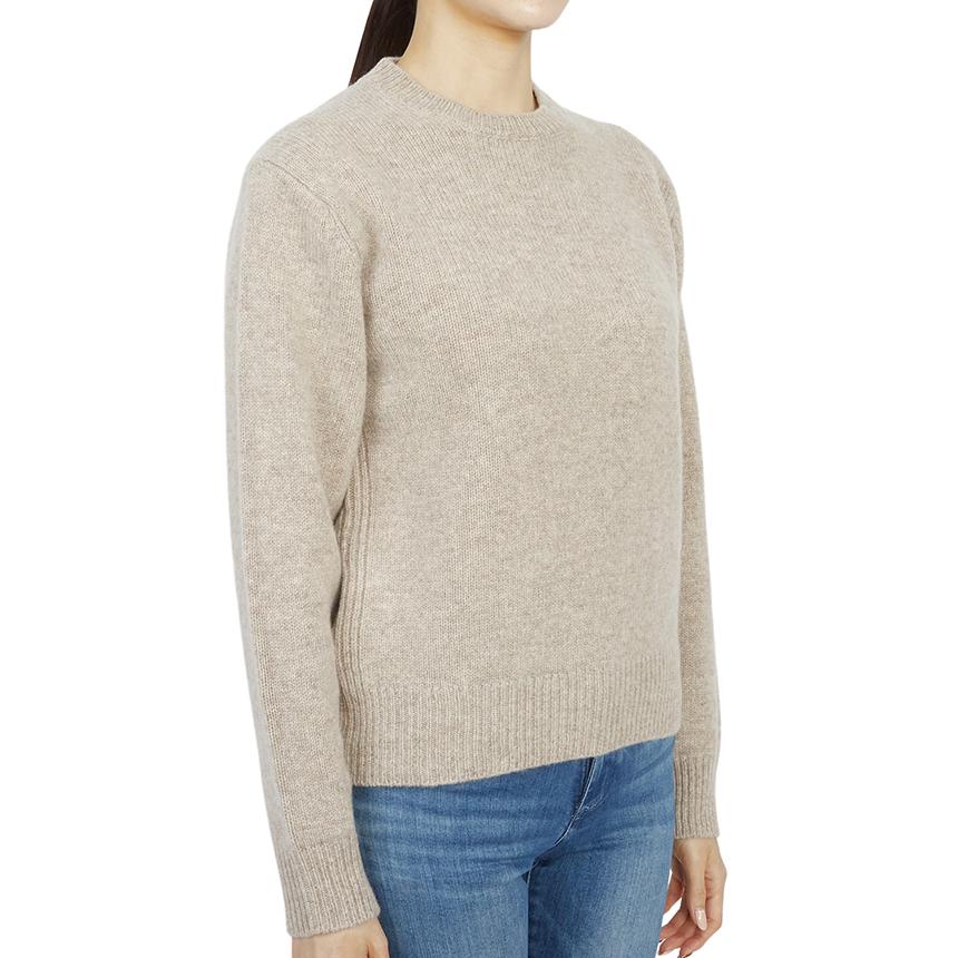 SPORTY&RICH Heather Beige Wool Crewneck Knit Sweater for Women