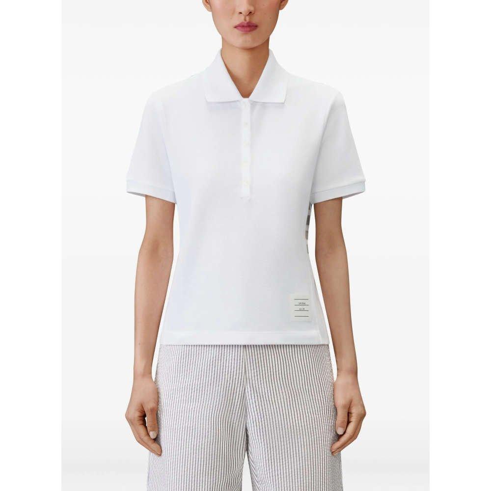 THOM BROWNE White Diagonal Armband Women’s Polo T-Shirt