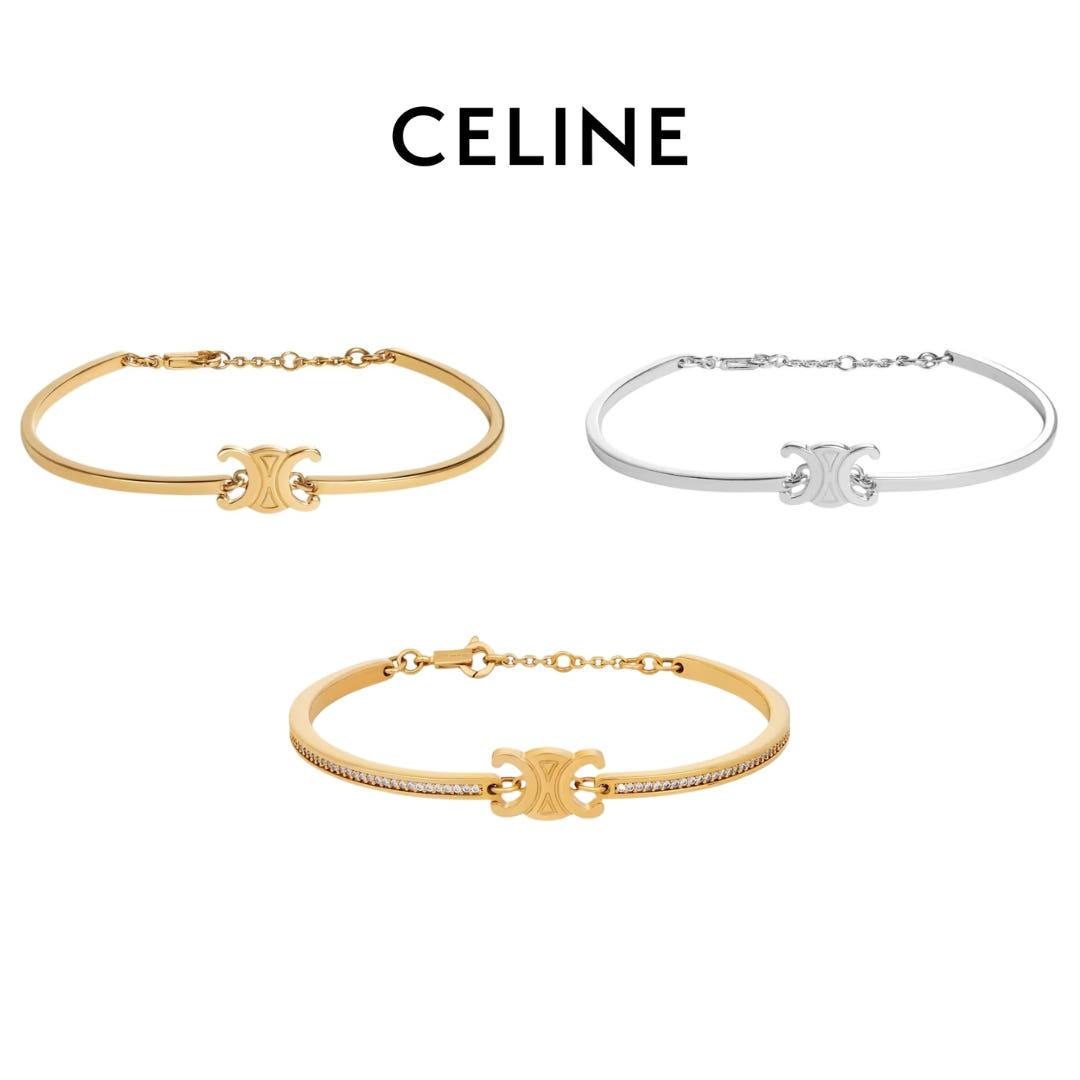 CELINE Triomphe Articulated Bracelet Gold Finish Brass