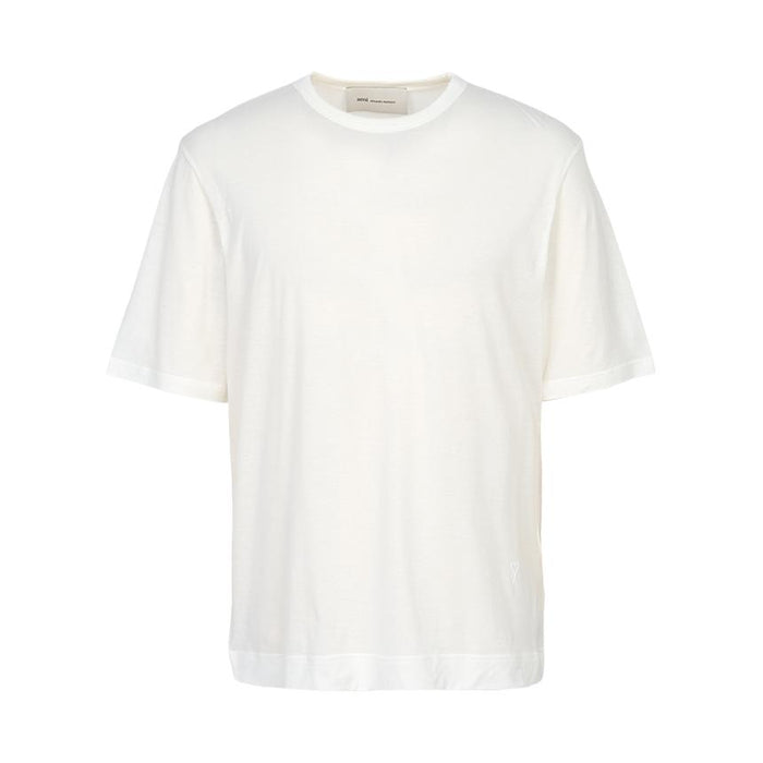 AMI Men’s Short Sleeve T-Shirt Ivory Cotton Tee