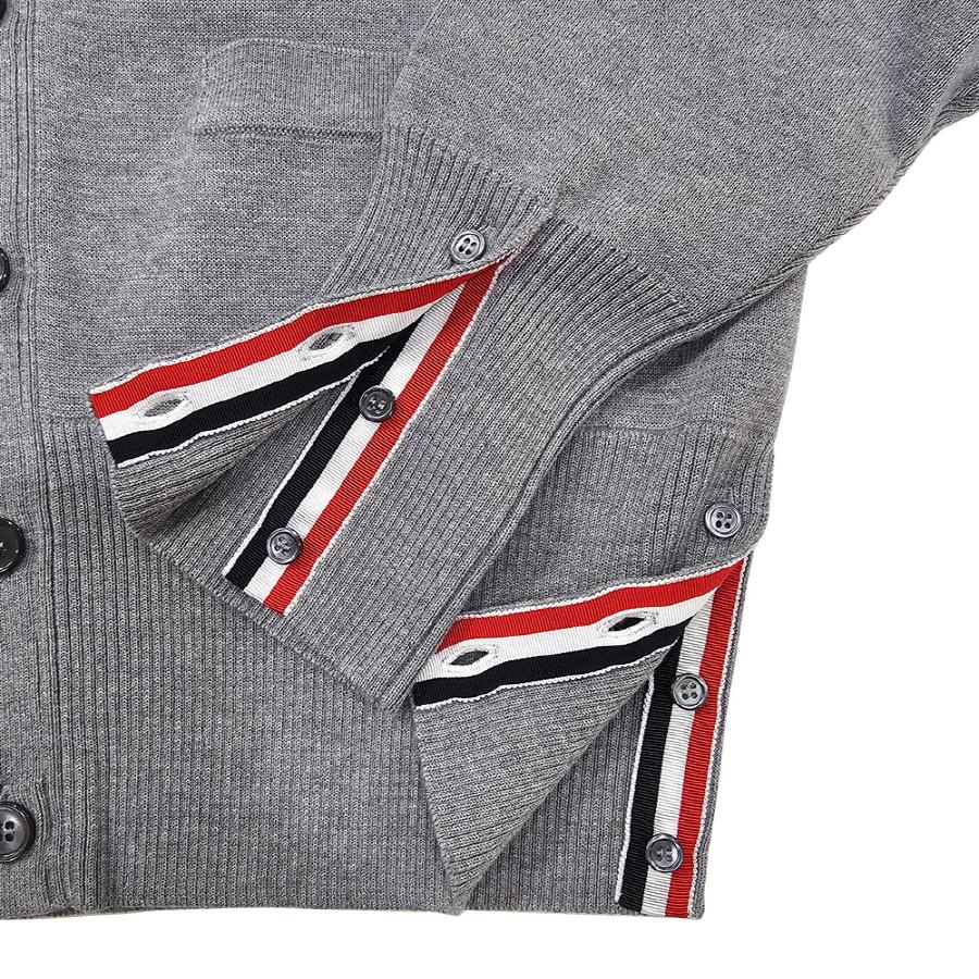 THOM BROWNE Diagonal Stripe Milano Stitch Wool Cardigan Gray Men
