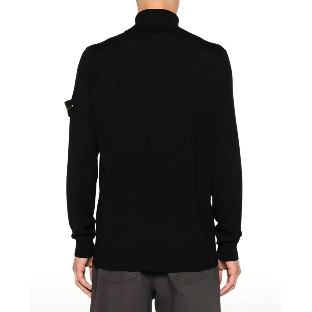 STONE ISLAND Lightweight RWS Pure Wool Turtleneck Sweater Black