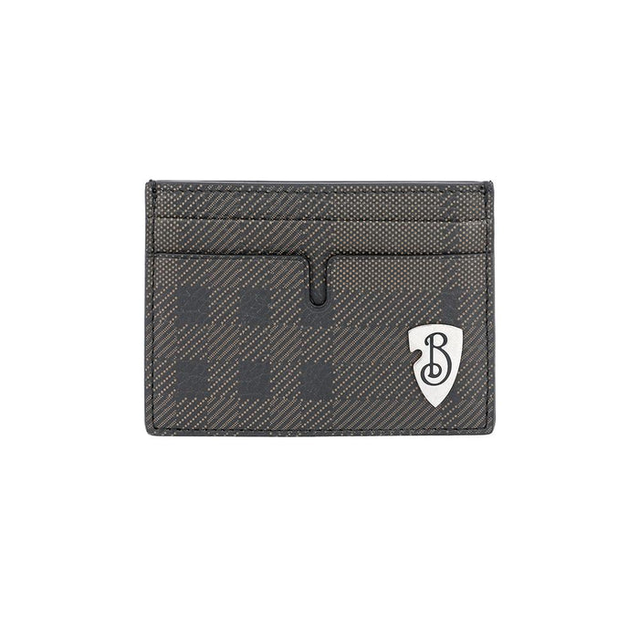 BURBERRY Check B Shield Leather Card Holder Wallet Unisex 8102931 B9744