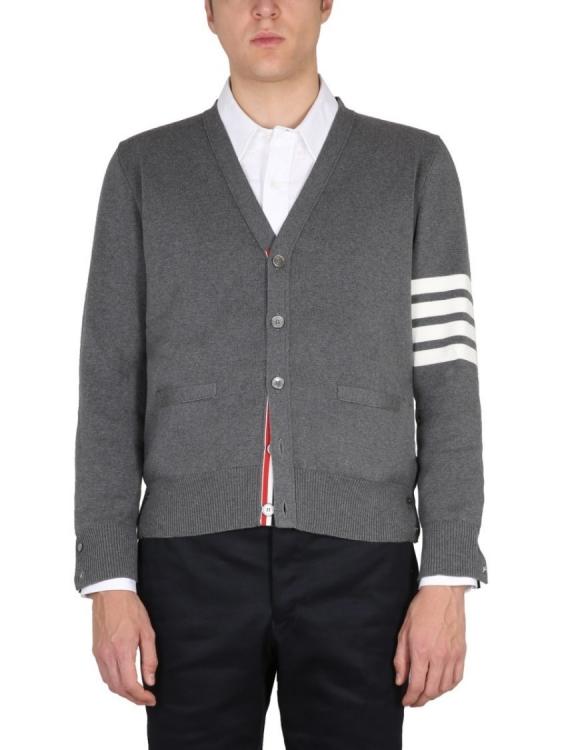 THOM BROWNE Men’s Milano Stitch Armband Cardigan Gray