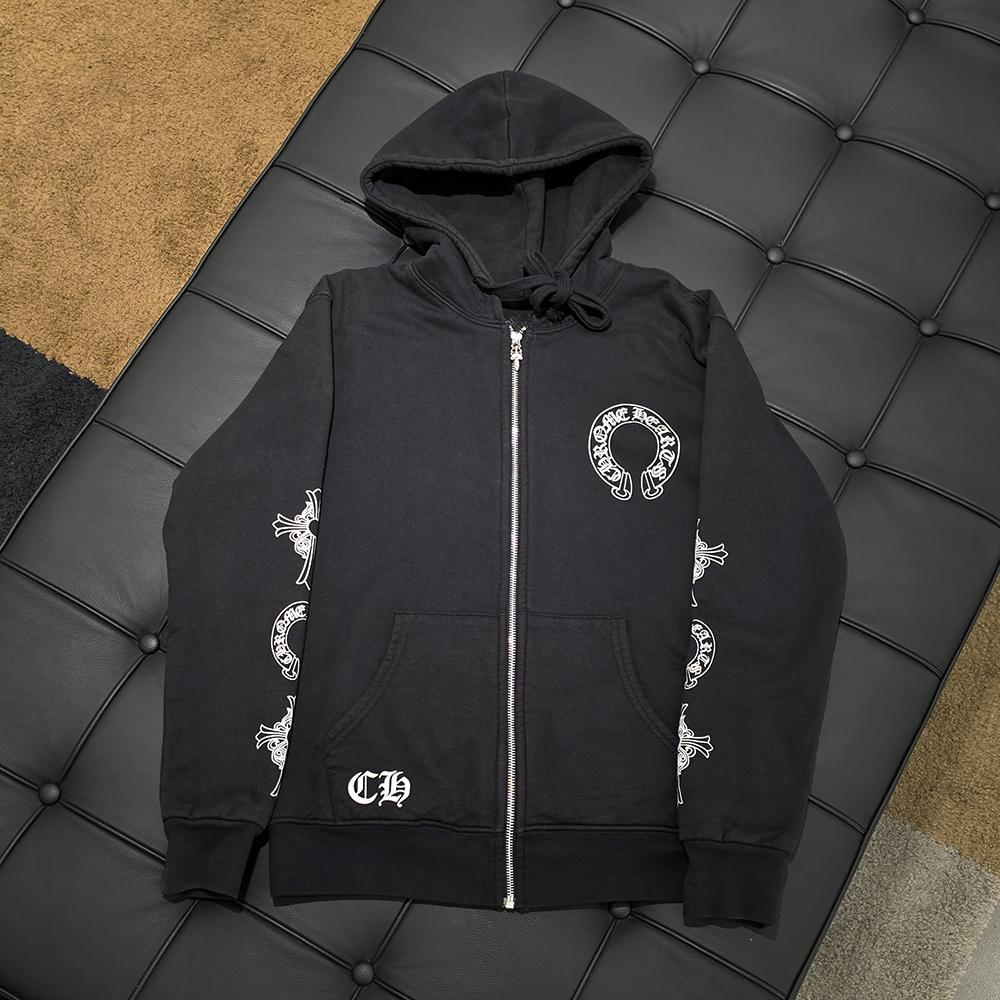 Chrome Hearts Horseshoe T Bar Zip Hoodie Black Unisex Clothing