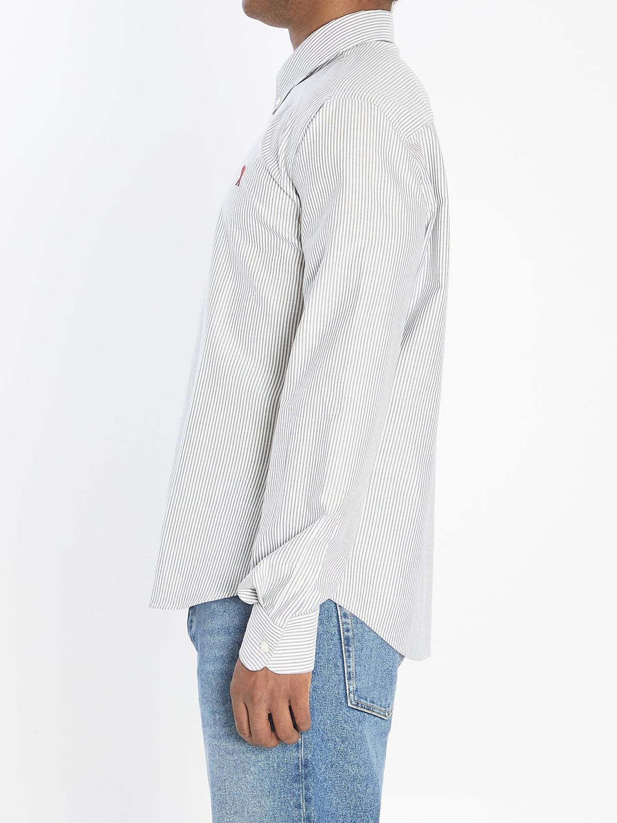 AMI Paris Long Sleeve Button-Up Shirt Men’s Gray Cotton